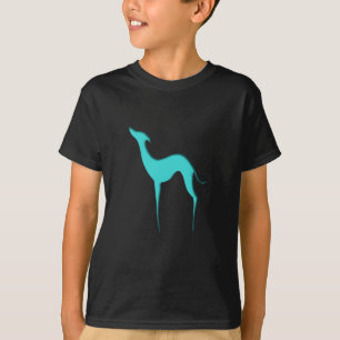 Greyhound/Whippet blue silhouette Kids' T-shirts