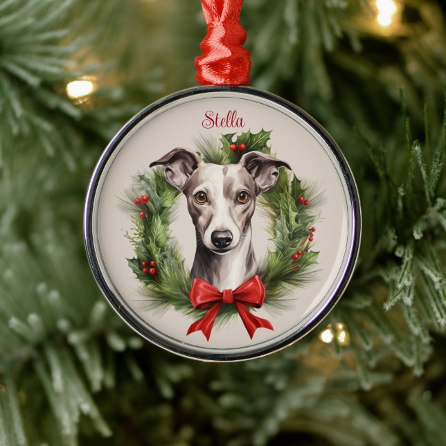 Greyhound Whippet Christmas Pet Memorial Dog Breed Metal Tree Decoration (Tree)