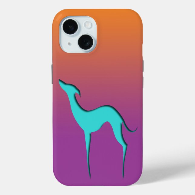 Greyhound Whippet dog blue orange purple ombre Case-Mate iPhone Case (Back)