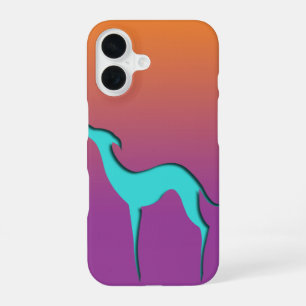 Greyhound Whippet dog blue orange purple ombre iPhone 16 Case