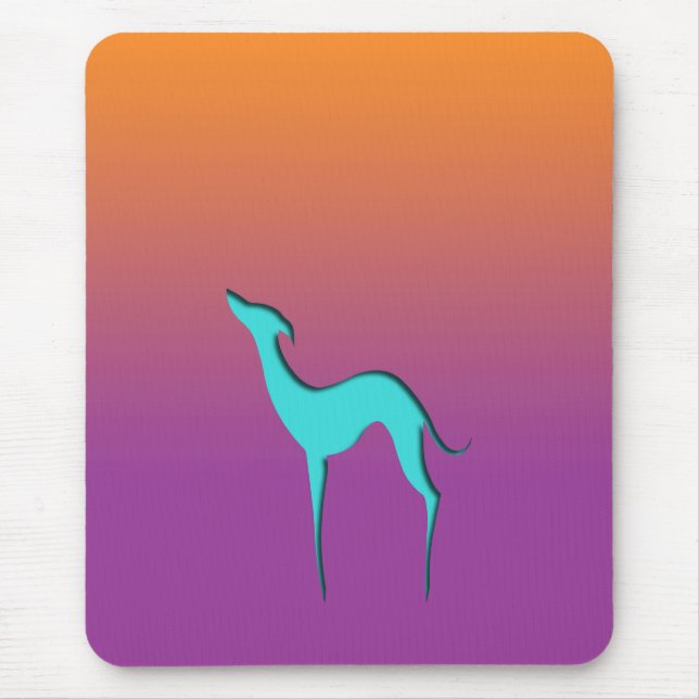 Greyhound Whippet dog blue orange purple ombre Mouse Mat (Front)