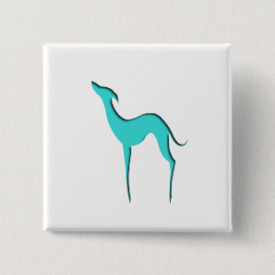 Greyhound Whippet dog elegant turquoise silhouette 15 Cm Square Badge