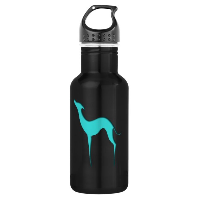 Greyhound Whippet dog elegant turquoise silhouette 532 Ml Water Bottle (Front)