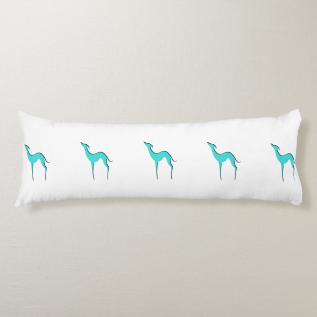 Greyhound Whippet dog Elegant turquoise silhouette Body Cushion (Front)