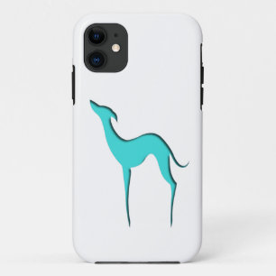 Greyhound Whippet dog elegant turquoise silhouette iPhone 11 Case