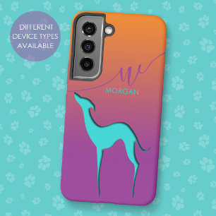 Greyhound Whippet Dog silhouette Name Colourful Samsung Galaxy Case