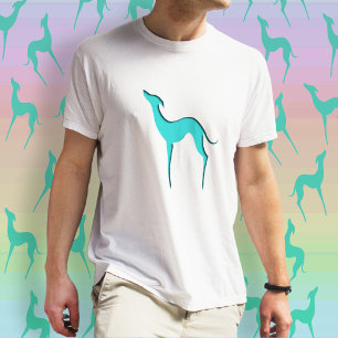 Greyhound Whippet dog turquoise blue silhouette T-Shirt