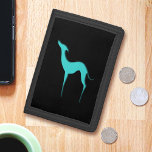 Greyhound Whippet dog turquoise blue silhouette Trifold Wallet<br><div class="desc">Turquoise blue Italian Greyhound dog silhouette. Stylish and elegant minimalist design. 🔹 You can customise it - edit background colour, rotate/move/resize image, add text and more, or transfer it to another product :) 🔹 For more dog designs, please visit my other store ►https://www.zazzle.com/store/edrawings38art 🔹🔹🔹 Send me a photo of your...</div>
