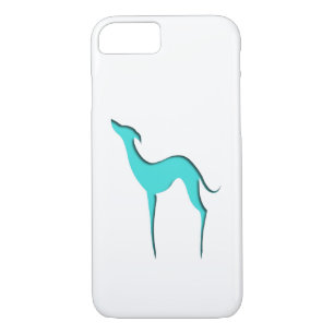 Greyhound Whippet elegant turquoise silhouette iPhone 8/7 Case