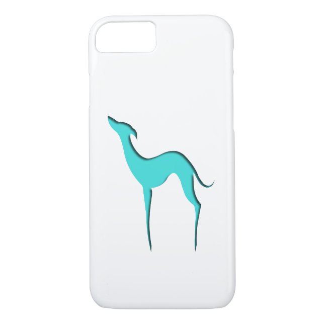 Greyhound Whippet elegant turquoise silhouette Case-Mate iPhone Case (Back)