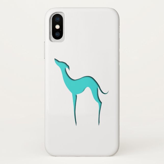 Greyhound Whippet elegant turquoise silhouette Case-Mate iPhone Case (Back)