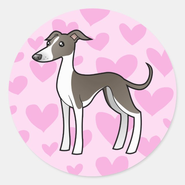 Greyhound / Whippet / Italian Greyhound Love Classic Round Sticker (Front)