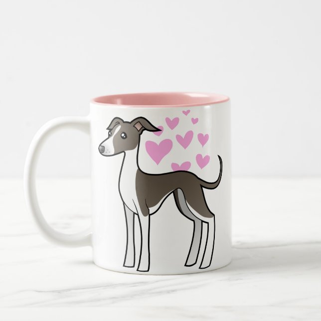Greyhound / Whippet / Italian Greyhound Love Two-Tone Coffee Mug (Left)