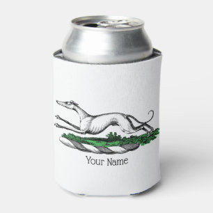 Greyhound Whippet Running Heraldic Crest Emblem Can Cooler