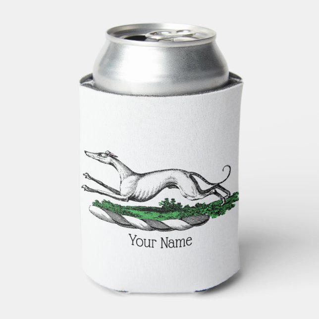 Greyhound Whippet Running Heraldic Crest Emblem Can Cooler (Can Front)