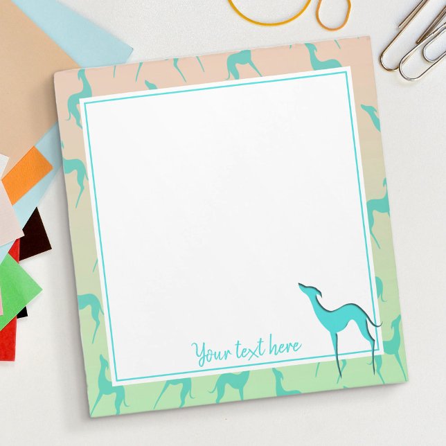 Greyhound whippet silhouette pattern personalized notepad (Creator Uploaded)