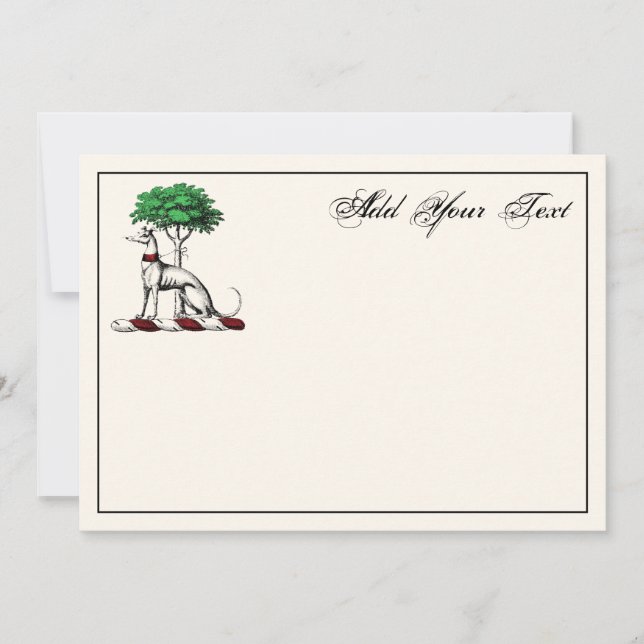 Greyhound Whippet Tree Heraldic Crest Note Card Iv (Front)