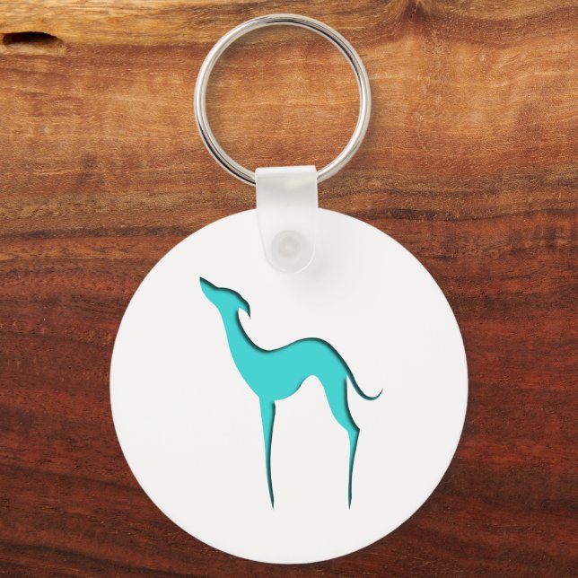 Greyhound/Whippet turquoise silhouette Keychain (Front)