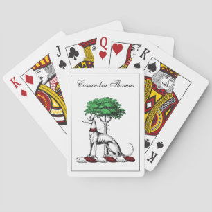 Greyhound Whippet With Tree Heraldic Crest Emblem Playing Cards
