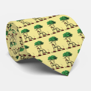 Greyhound Whippet With Tree Heraldic Crest Emblem Tie