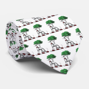 Greyhound Whippet With Tree Heraldic Crest Emblem Tie