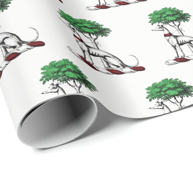 Greyhound Whippet With Tree Heraldic Crest Emblem Wrapping Paper (Roll Corner)
