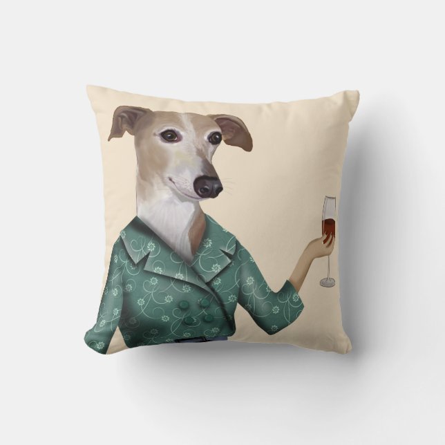 Greyhound Wine Snob Cushion (Front)