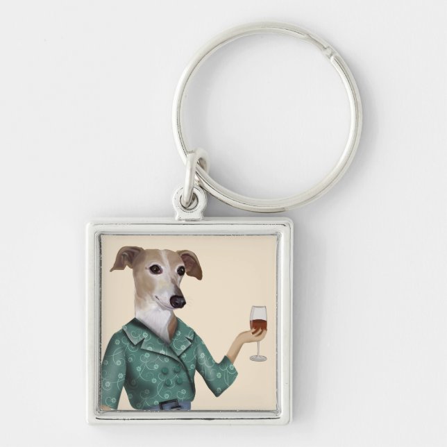 Greyhound Wine Snob Key Ring (Front)