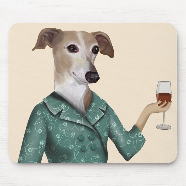 Greyhound Wine Snob Mouse Mat (Front)