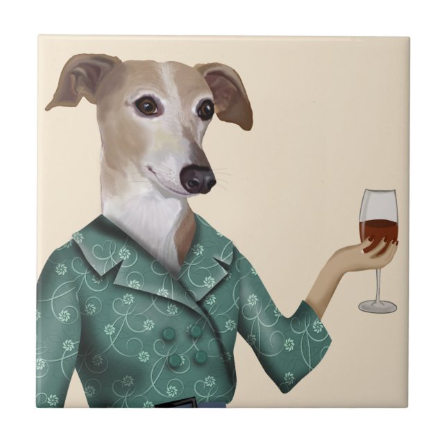 Greyhound Wine Snob Tile (Front)