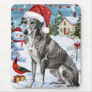 Greyhound Winter Wonderland Christmas Joy Mouse Mat