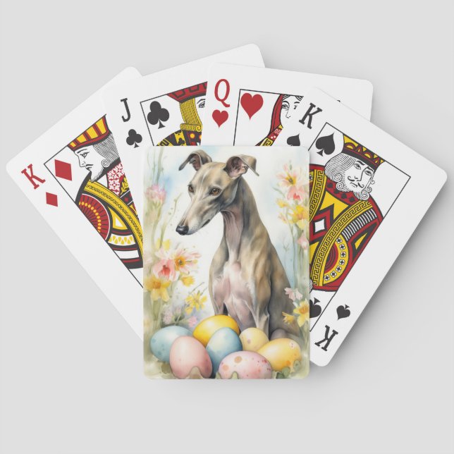 Greyhound with Easter Eggs Playing Cards (Back)