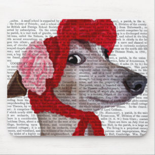 Greyhound with Red Woolly Hat 2 Mouse Mat
