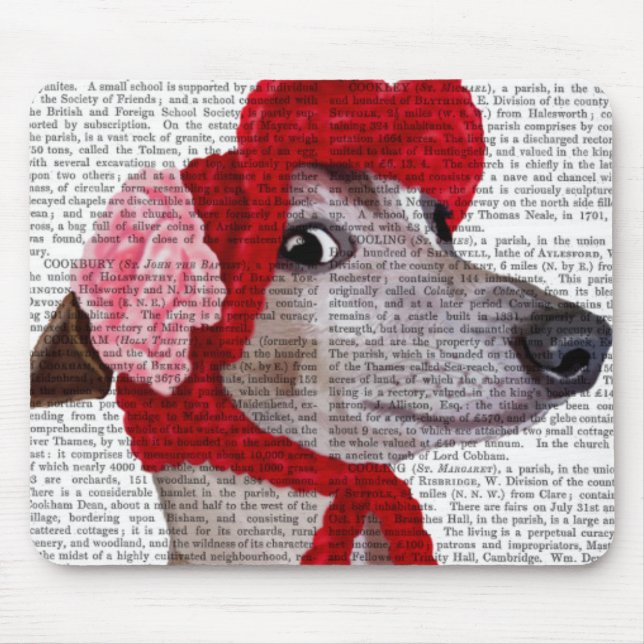 Greyhound with Red Woolly Hat 2 Mouse Mat (Front)