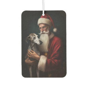 Greyhound With Santa Claus Festive Christmas Car Air Freshener