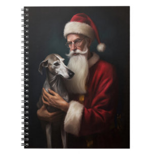 Greyhound With Santa Claus Festive Christmas Notebook
