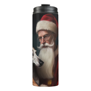 Greyhound With Santa Claus Festive Christmas Thermal Tumbler
