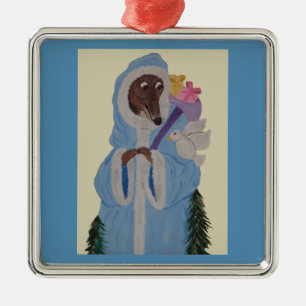Greyhound with White Dove Metal Tree Decoration