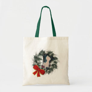 Greyhound Wreath Christmas Holiday Tote Bag