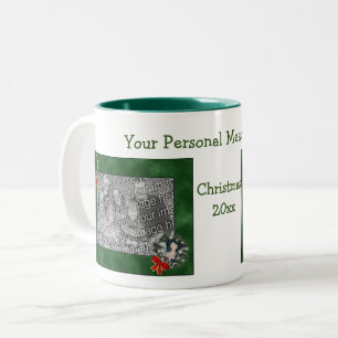 Greyhound Wreath Christmas Personalised Photo  Two-Tone Coffee Mug