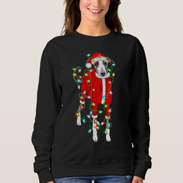 Greyhound  Xmas Lighting Santa Hat Greyhound Chris Sweatshirt (Front)