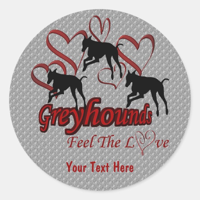Greyhounds And Hearts Love Dog Sticker (Front)
