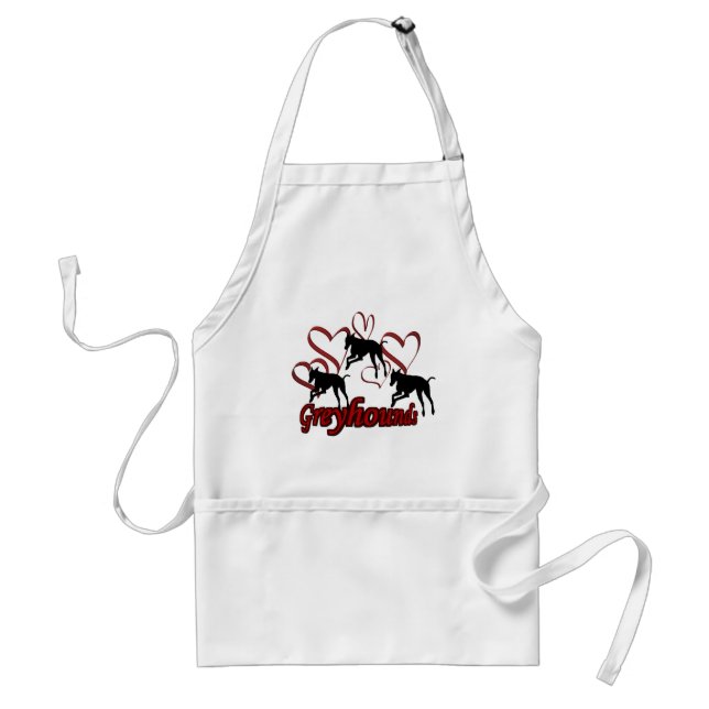 Greyhounds And Red Hearts Dog Apron (Front)