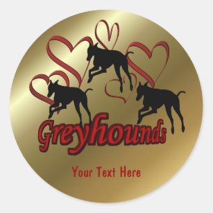 Greyhounds And Red Hearts Dog Sticker