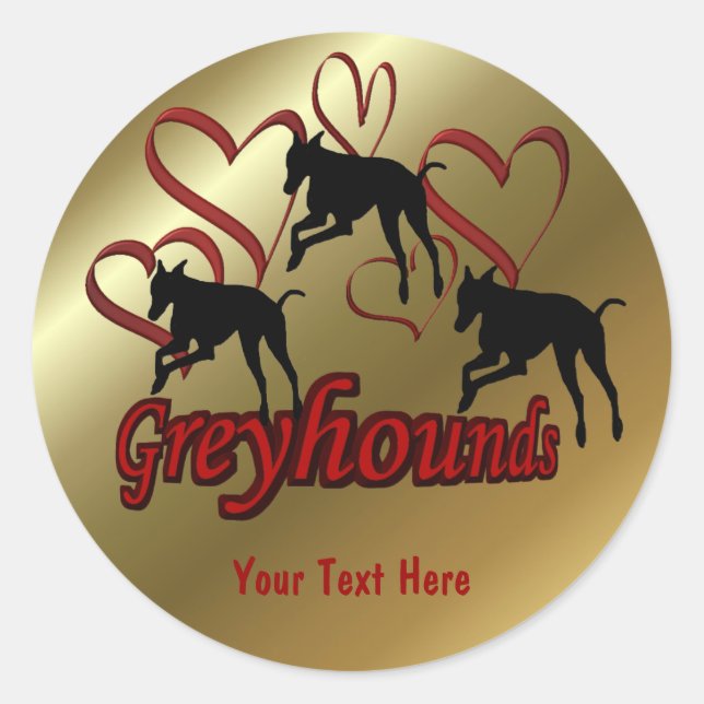 Greyhounds And Red Hearts Dog Sticker (Front)