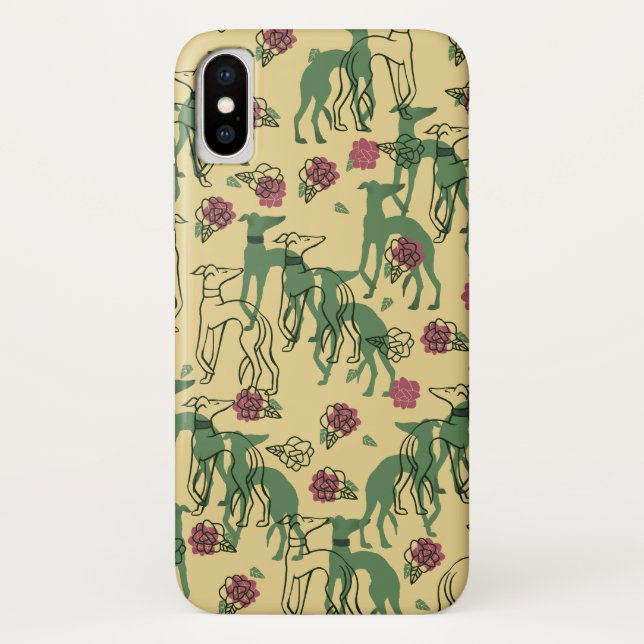 Greyhounds and Roses Greyhound Rose Pattern Spring Case-Mate iPhone Case (Back)