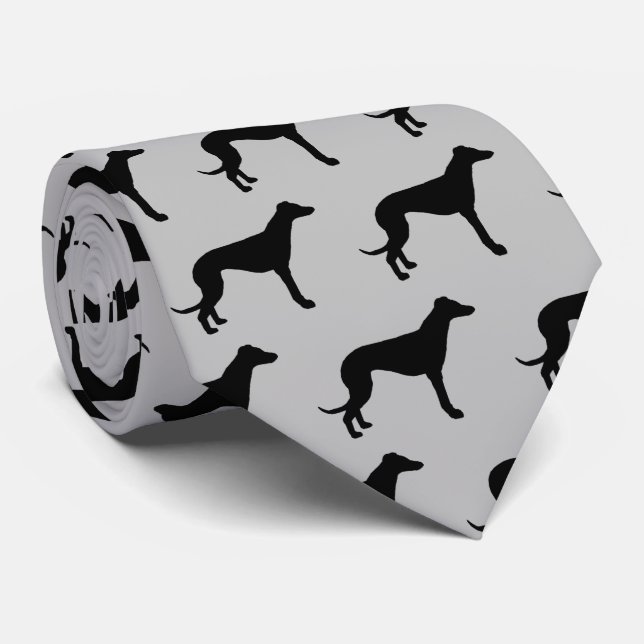 Greyhounds Dog Silhouette Tie (Rolled)