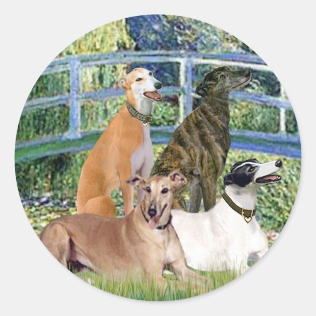 Greyhounds (four) - Bridge Classic Round Sticker (Front)
