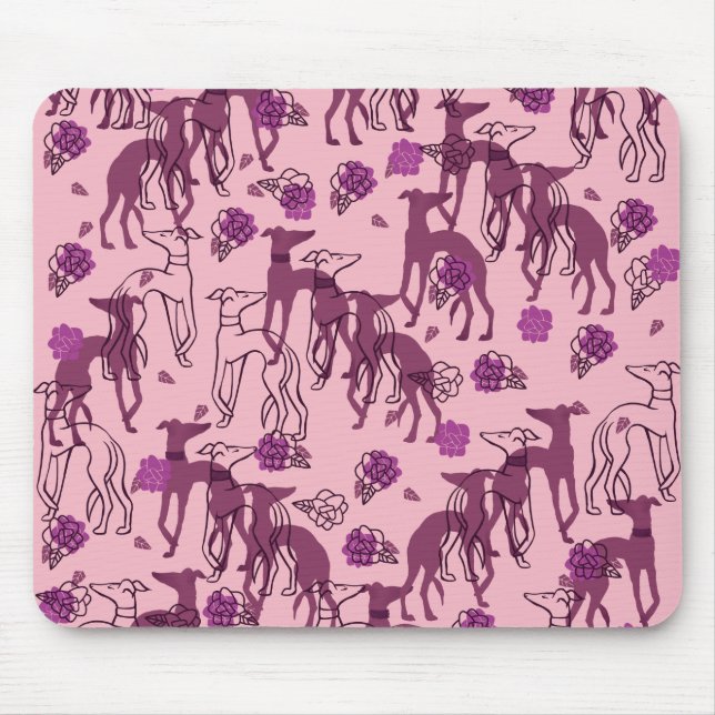Greyhounds Garden Artwork Greyhound Roses Mouse Mat (Front)