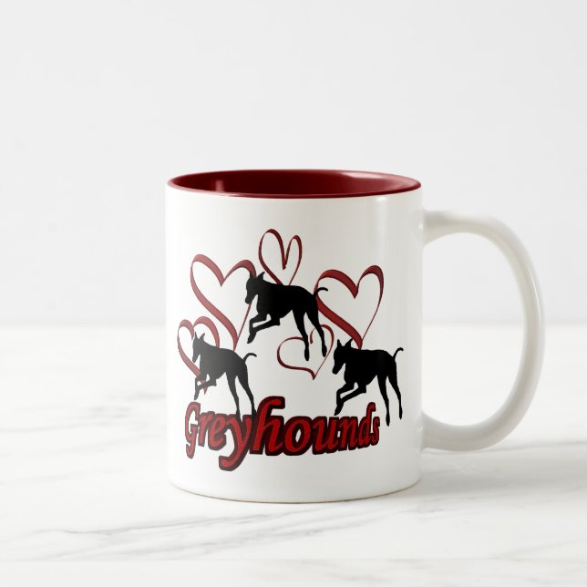 Greyhounds Hearts Dog Lover Photo Coffee Mug (Right)